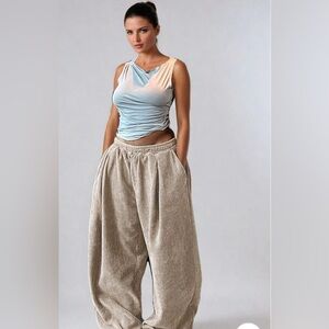 Corduroy Pleated Wide Leg Pants